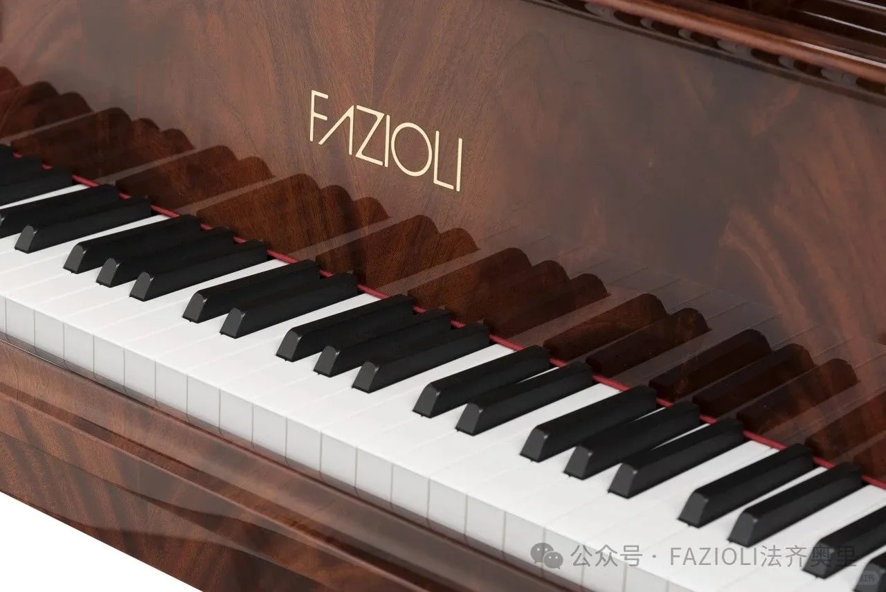Piano de cola Fazioli edición personalizada Pyramid Mahogany, ejemplo de modelo premium de lujo