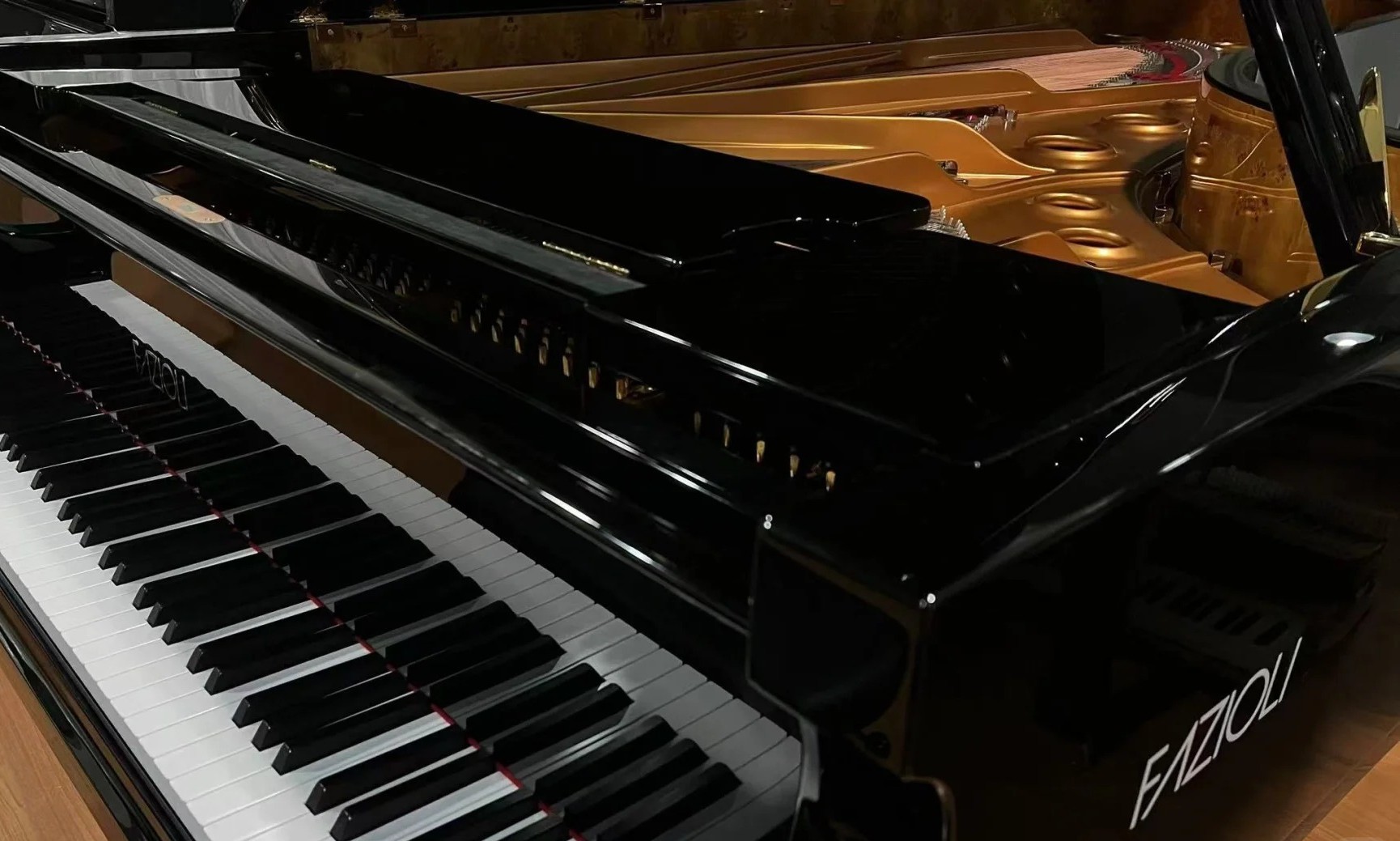 Pianoforte a coda Fazioli — riferimento visivo per l'articolo: Guida ai Controlli per un Pianoforte a Coda Usato per Conserva