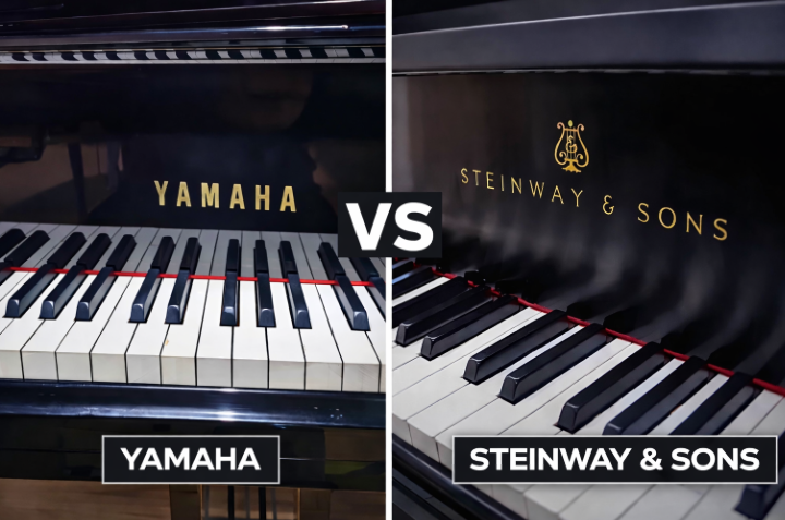 Piano à queue Steinway Yamaha vue principale