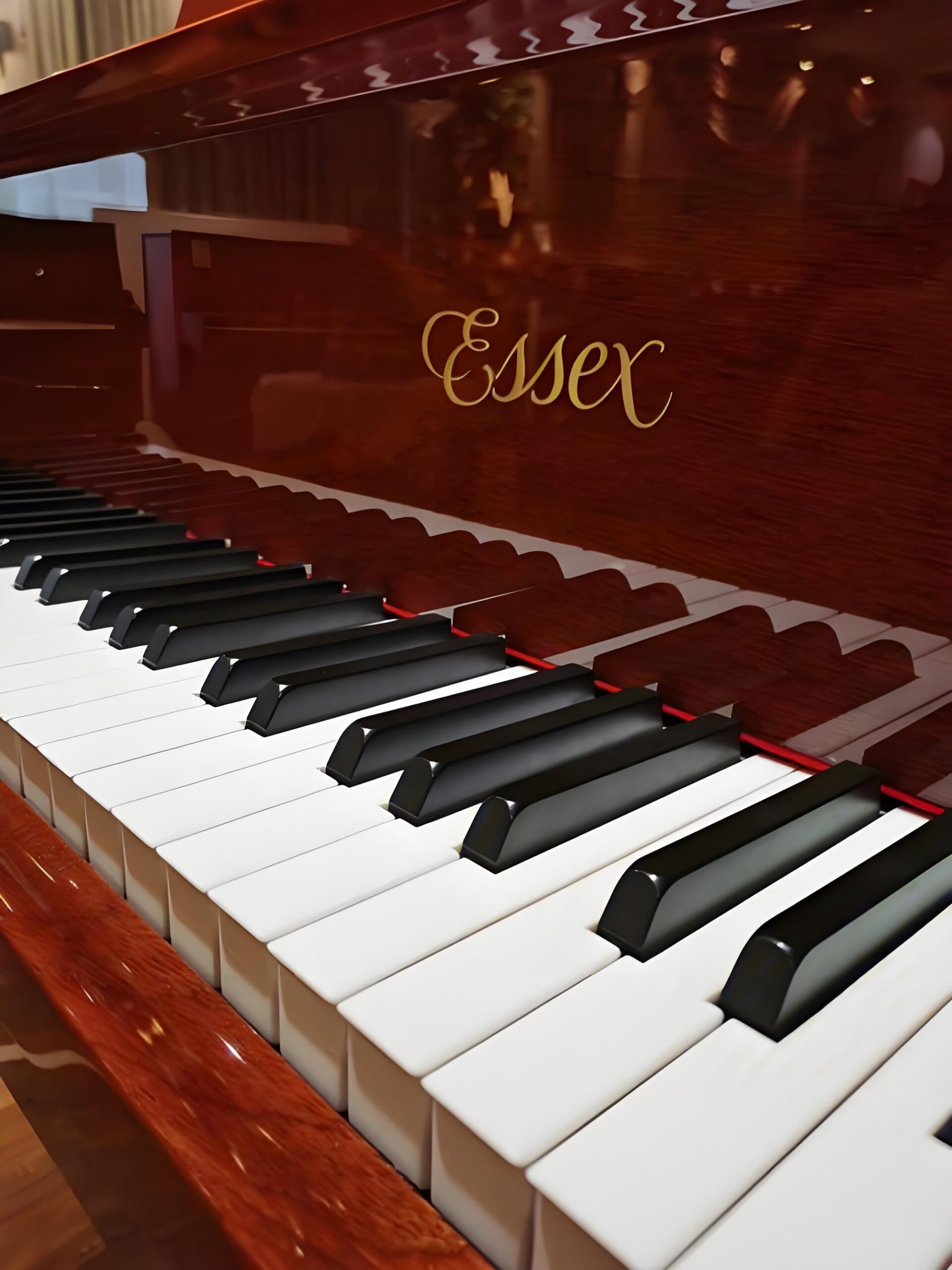 Clavier et logo doré Essex – détail du EGP155